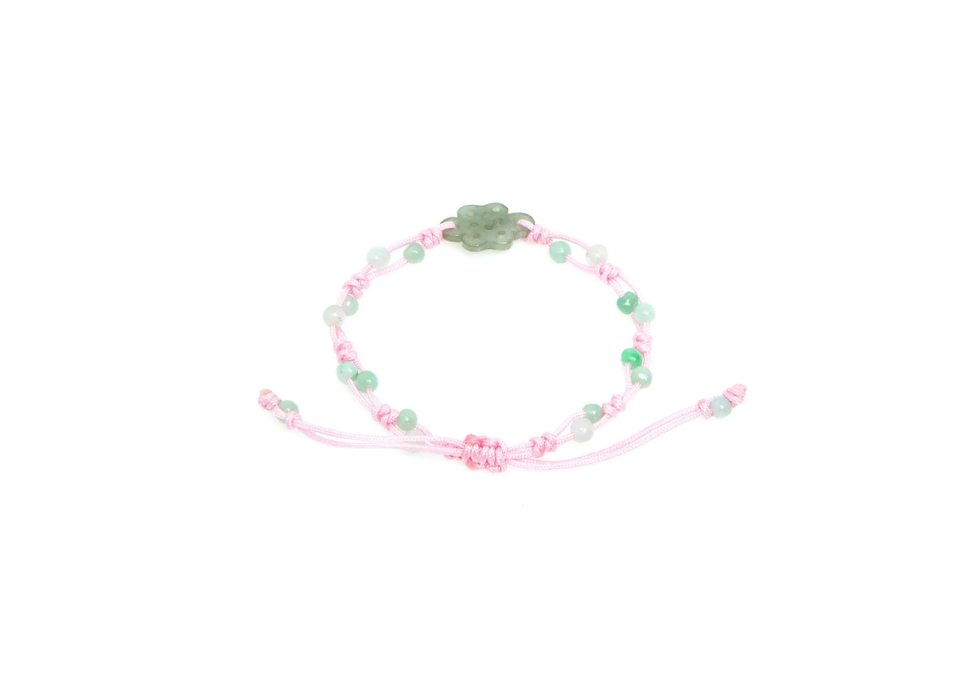 Burmese Jadeite 'Endless Luck' Children's Silk Bracelet