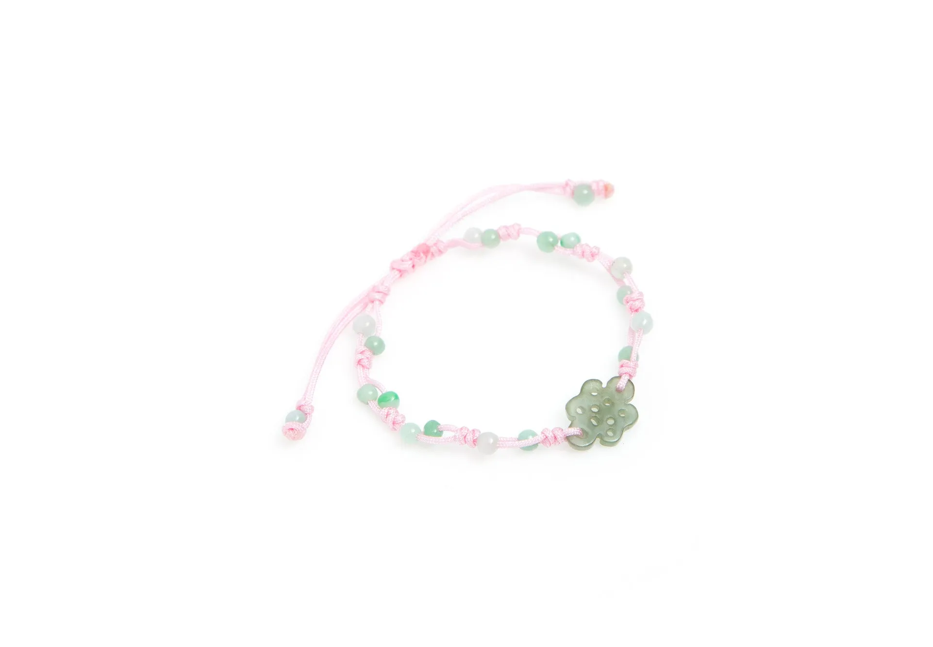 Burmese Jadeite 'Endless Luck' Children's Silk Bracelet