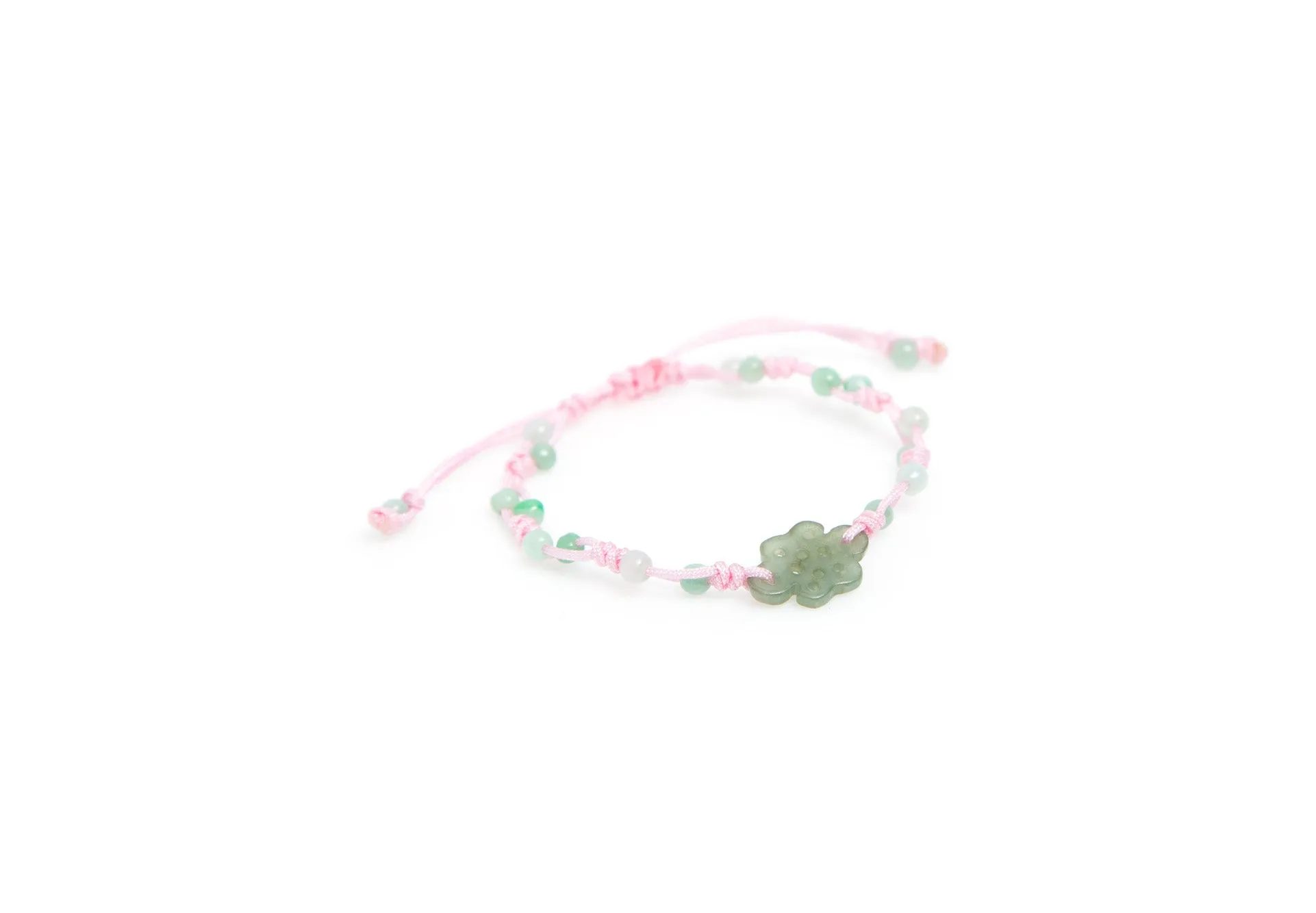 Burmese Jadeite 'Endless Luck' Children's Silk Bracelet