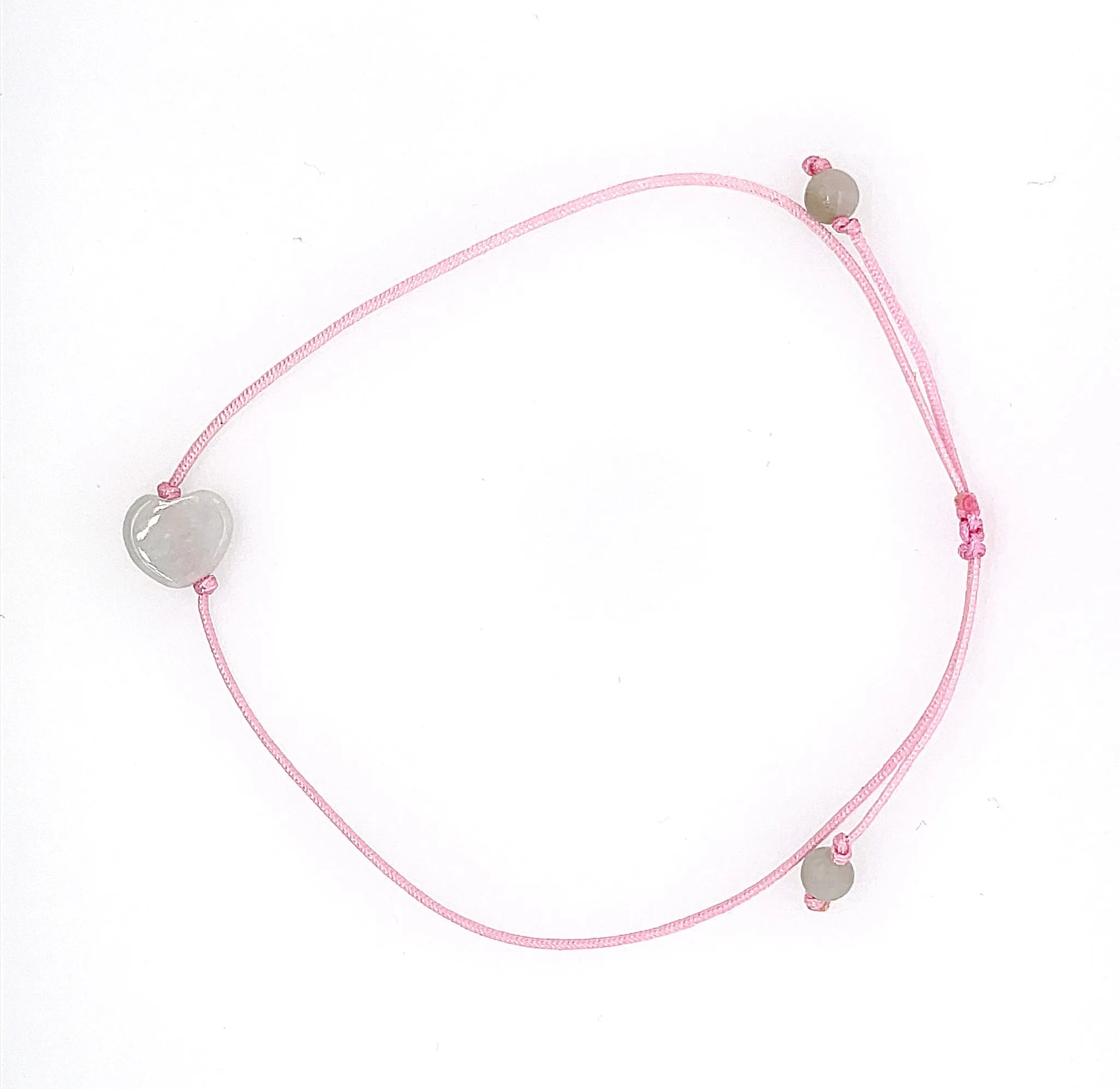Burmese Jadeite Love Adjustable Silk Bracelet or Anklet