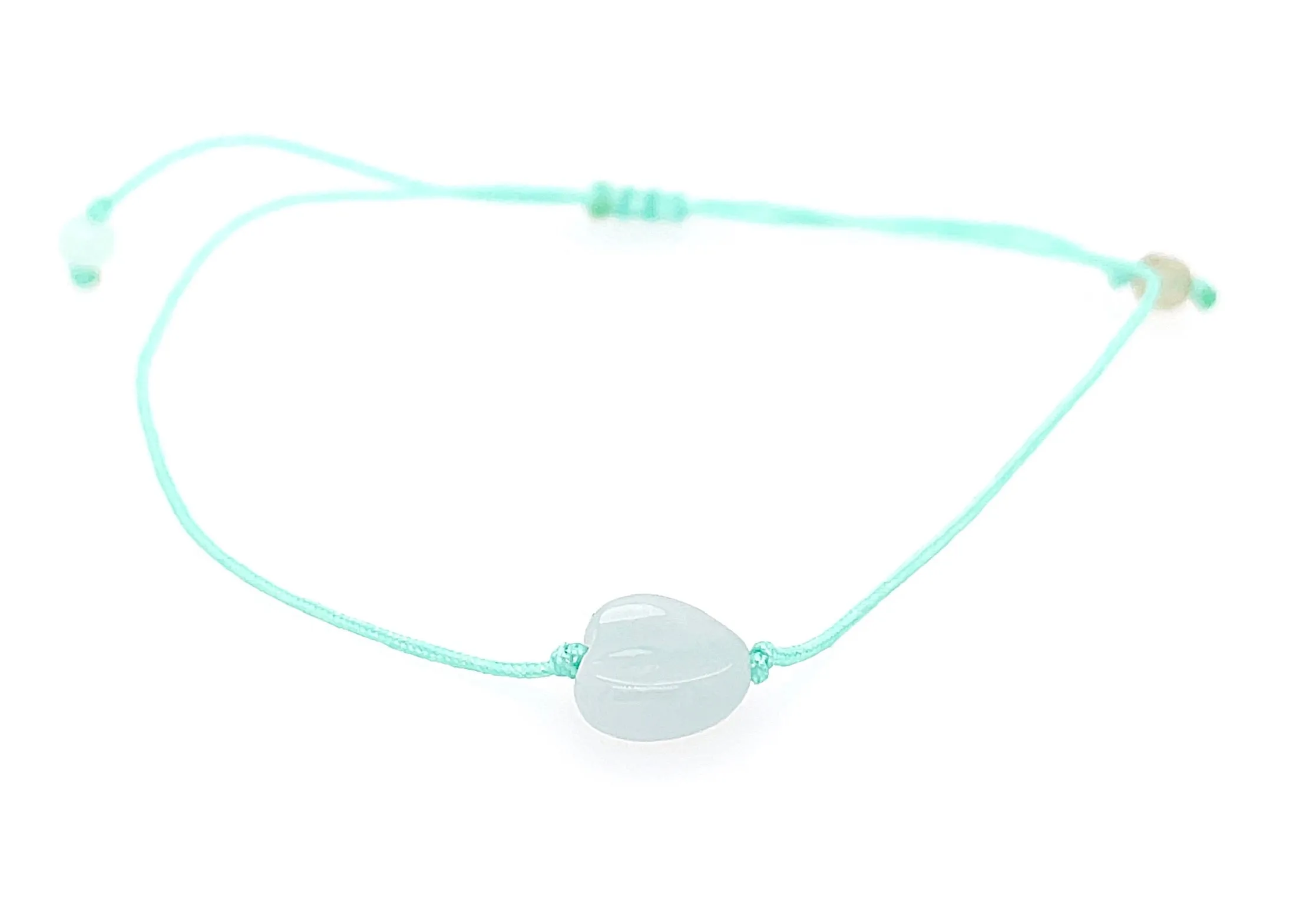 Burmese Jadeite Love Adjustable Silk Bracelet or Anklet