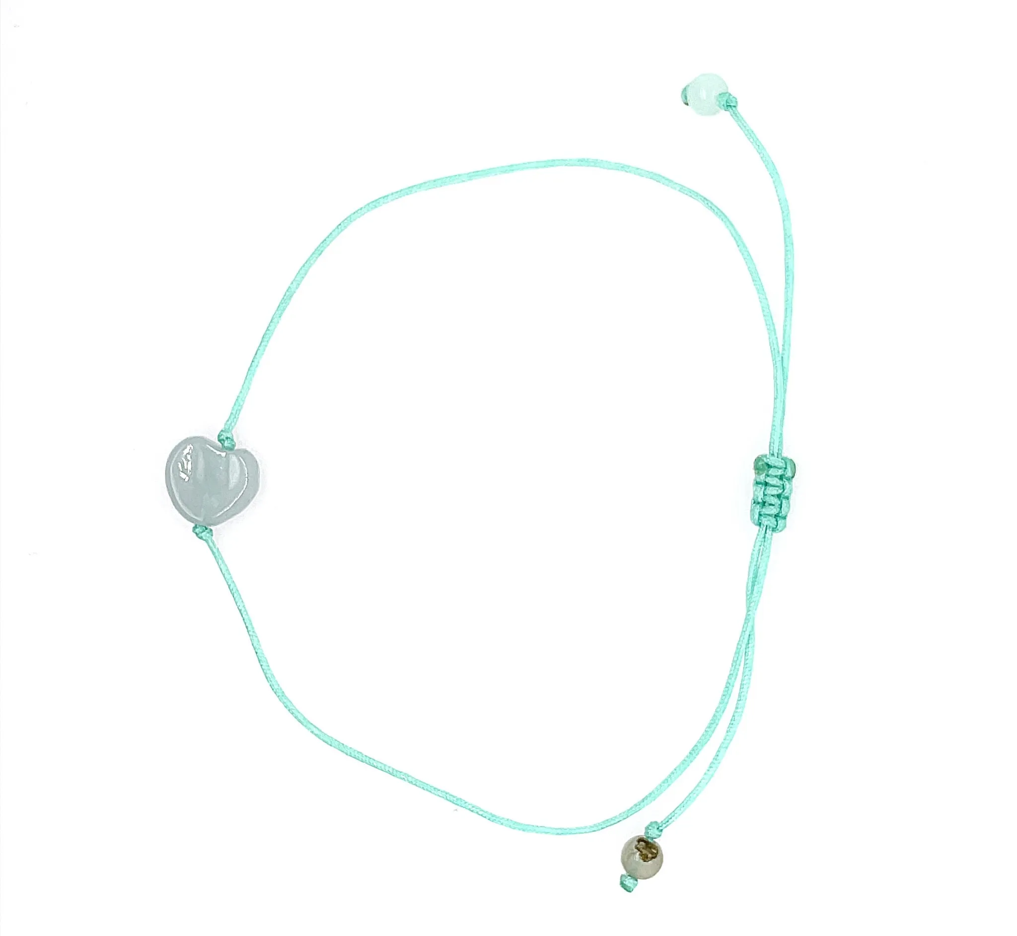 Burmese Jadeite Love Adjustable Silk Bracelet or Anklet