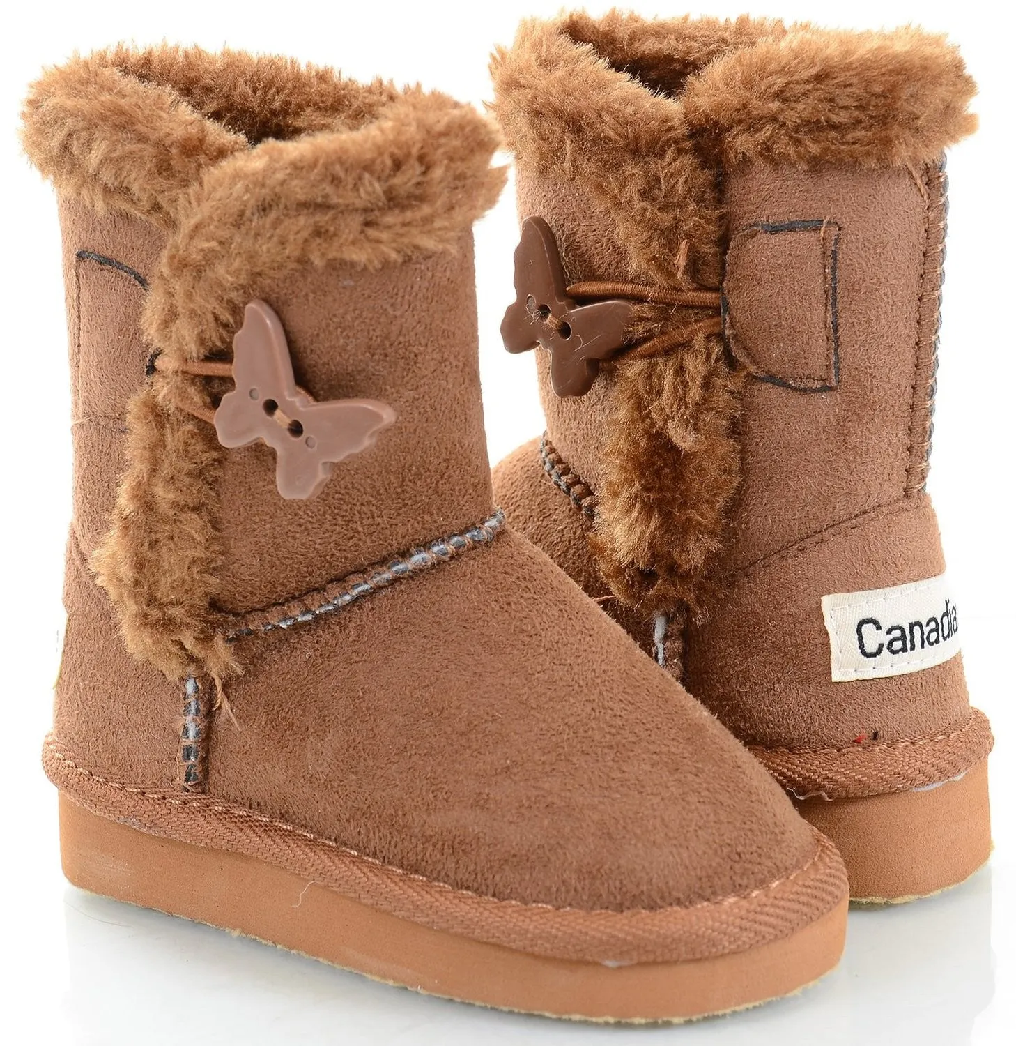 Butterfly Buttons Faux Sheepskin Fur Shearling INFANT Girls Boots
