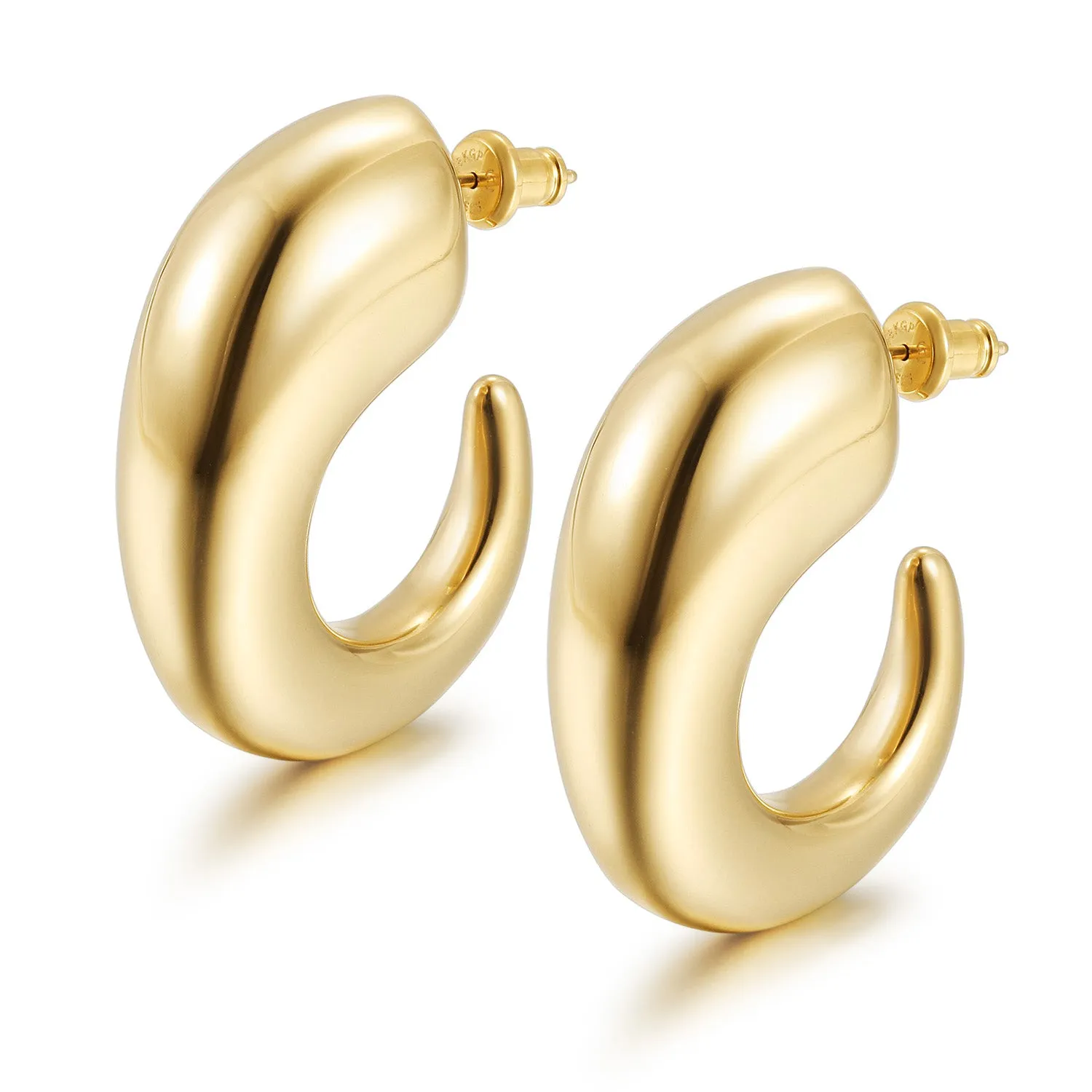C-shaped smooth earrings-SCE488STGC