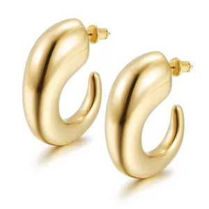 C-shaped smooth earrings-SCE488STGC