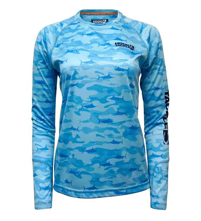 Camo Billfish Wicked Dry & Cool Fishing Shirt - Blue Mist