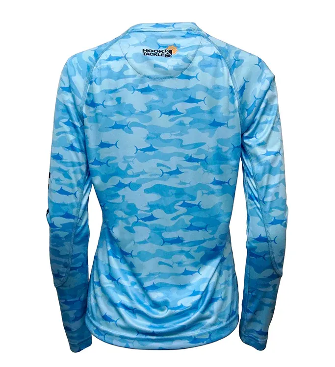 Camo Billfish Wicked Dry & Cool Fishing Shirt - Blue Mist