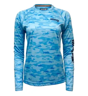 Camo Billfish Wicked Dry & Cool Fishing Shirt - Blue Mist