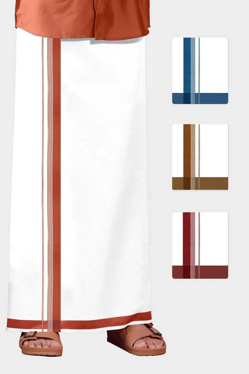 Charming Aabish - Orange Smooth Cotton Double Layered Dhoti With Fancy Borders | Uathayam