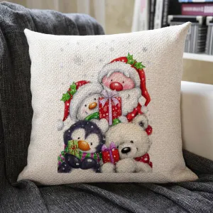 Christmas Themed Linen Pillowcase