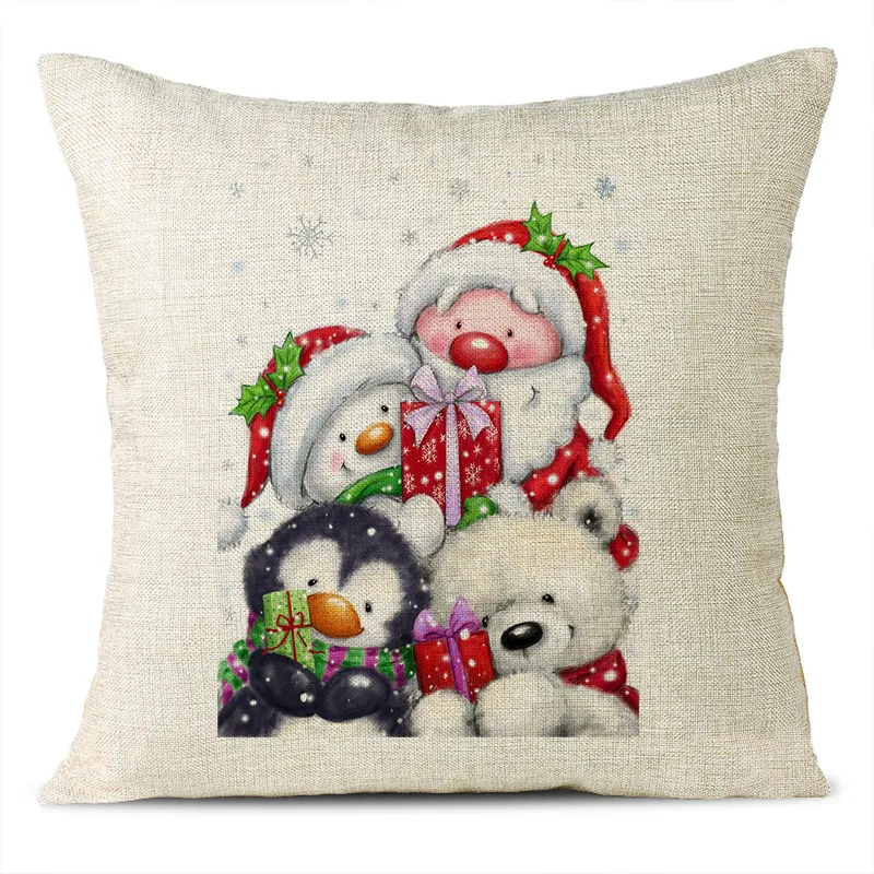 Christmas Themed Linen Pillowcase