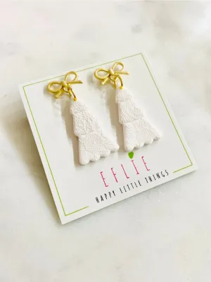Christmas Tree Dangle Earring - White