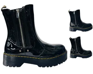Chunky Sole Zip Chelsea Ankle Boots