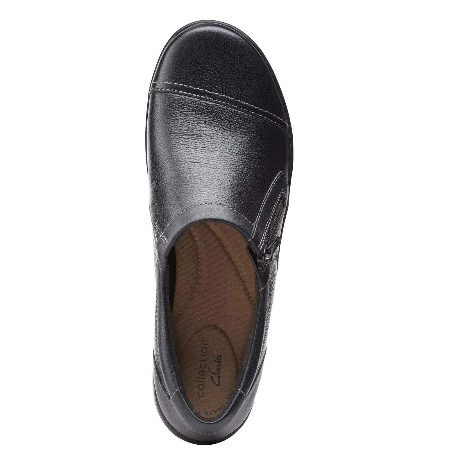 Clarks womens Cora Giny Loafer Flat, Black Tumbled/Smooth Leather, 7.5 US