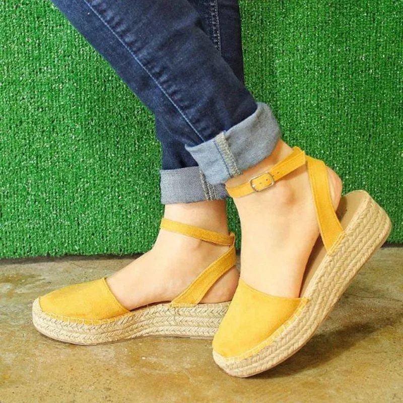 Classic Espadrille Sandals Platform Buckle Strap Sandals