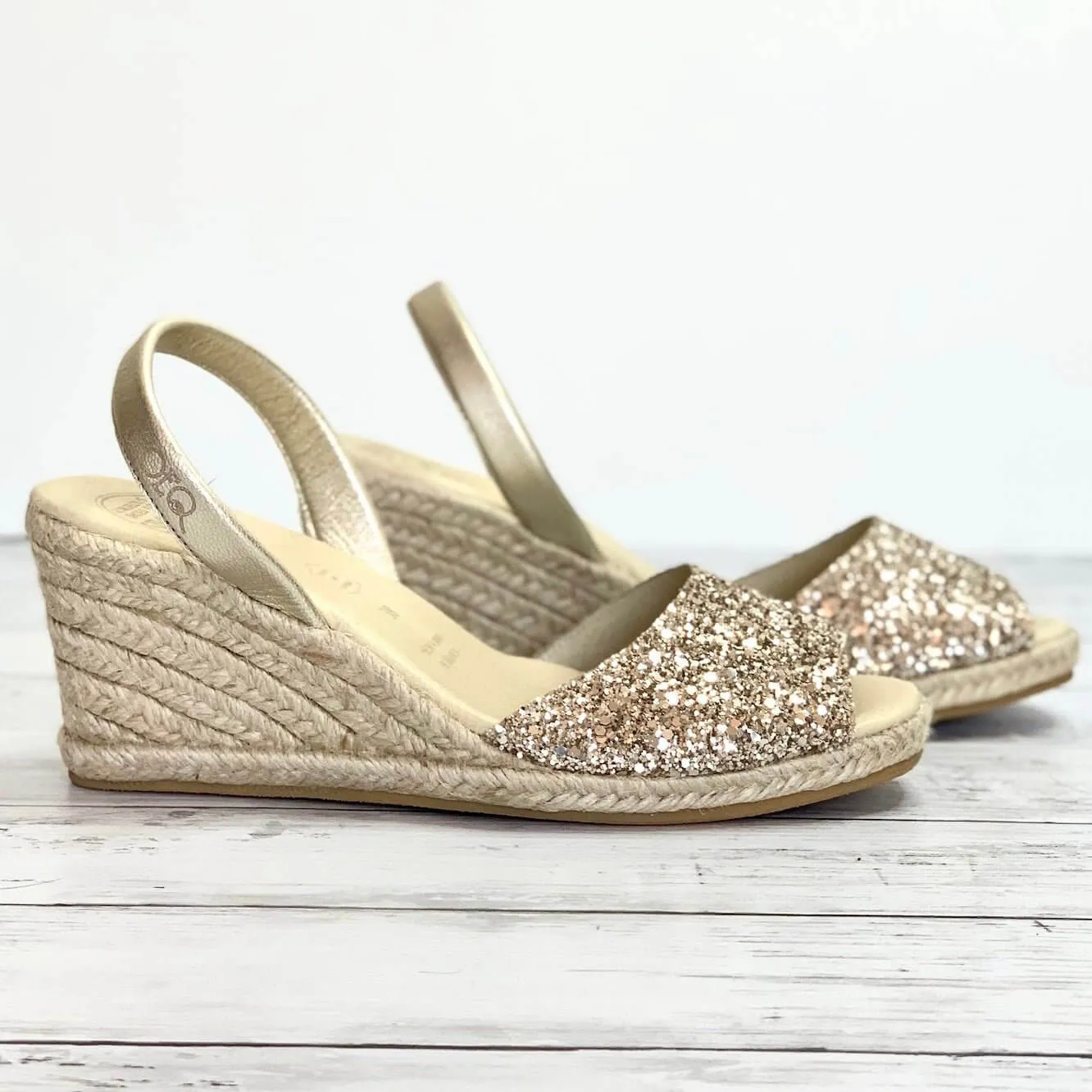Classic Espadrille Wedge ('23 Edit) in Champagne Glitter