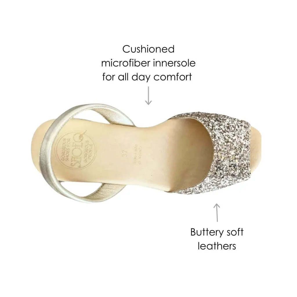 Classic Espadrille Wedge ('23 Edit) in Champagne Glitter