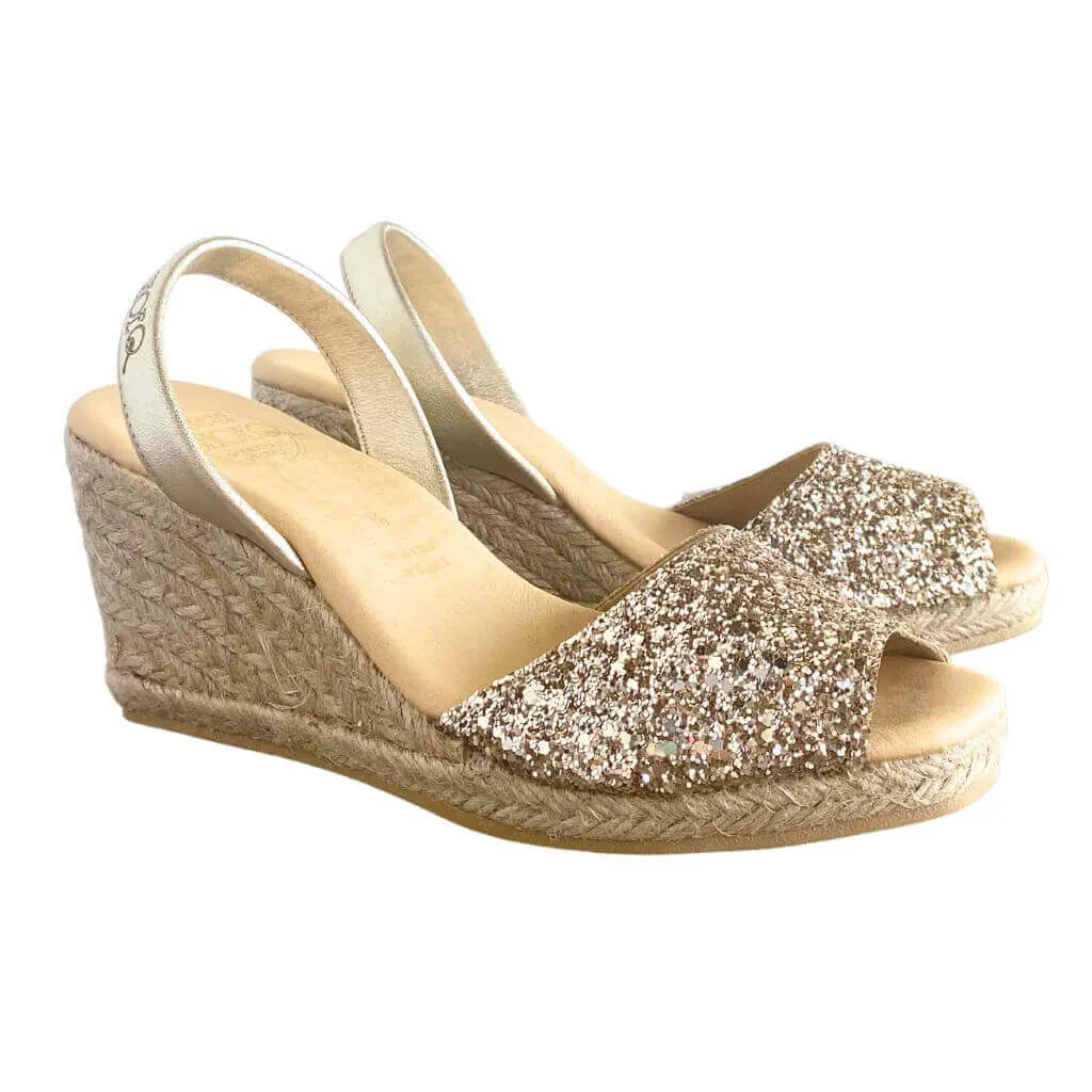 Classic Espadrille Wedge ('23 Edit) in Champagne Glitter