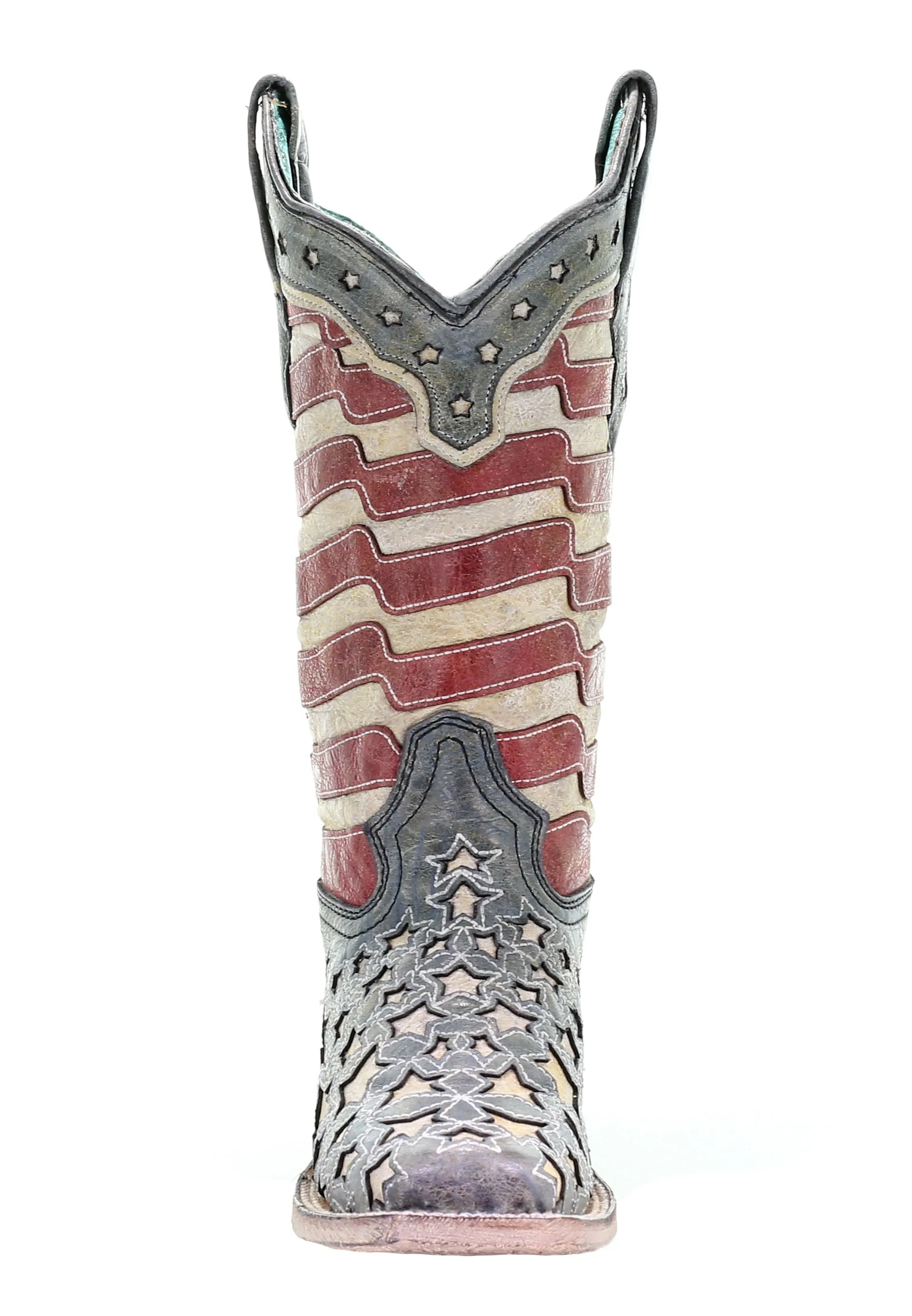 Corral Blue Jean Stripes and Stars Inlay Square Toe Boots