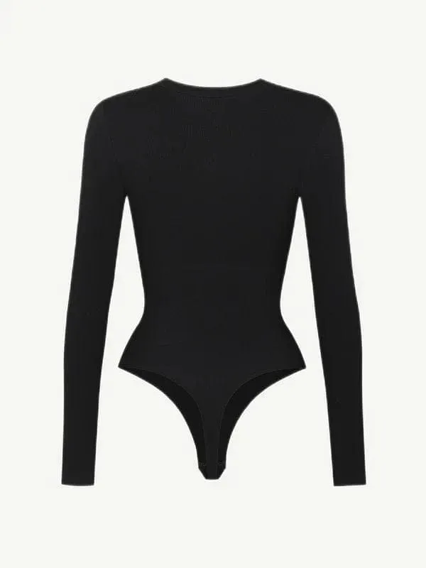 Deep V Neck Tummy Control Thong Shapewear Bodysuit