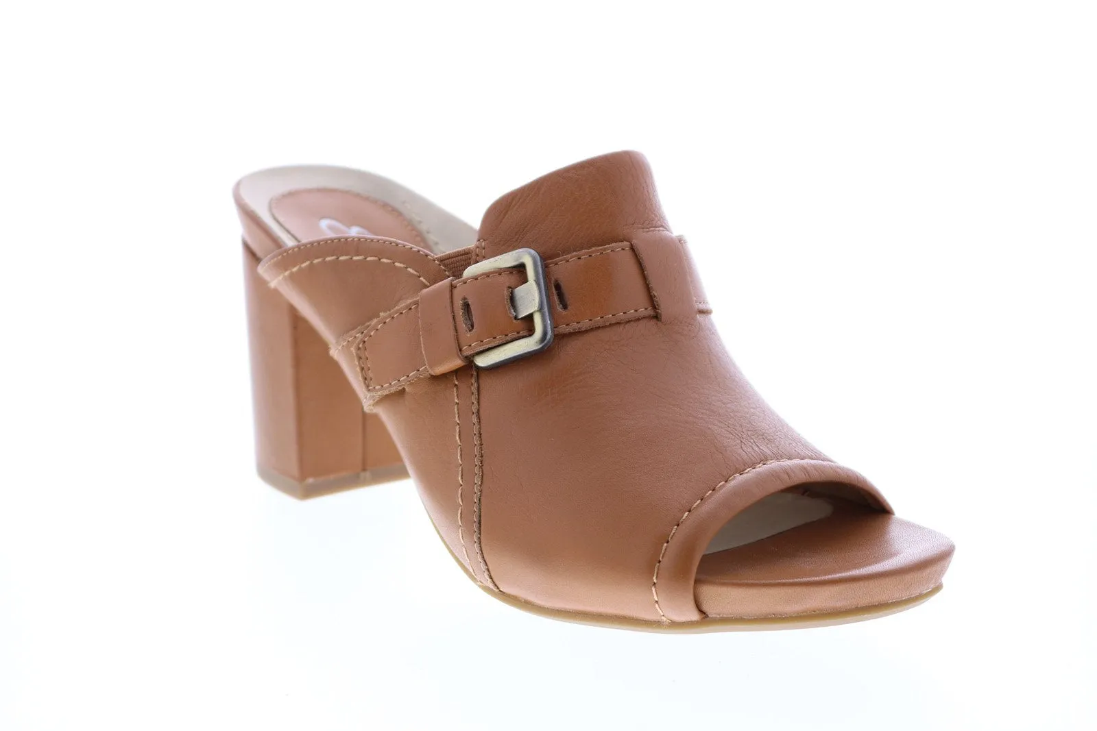 Earthies Trevi Soft Leather Womens Brown Hook & Loop Pumps Heels Shoes