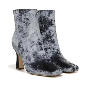 Emma Blue Velvet Heeled Ankle Boots