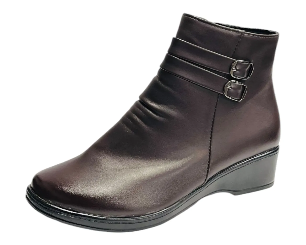 Faux Leather Zip Ankle Boots
