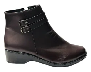 Faux Leather Zip Ankle Boots