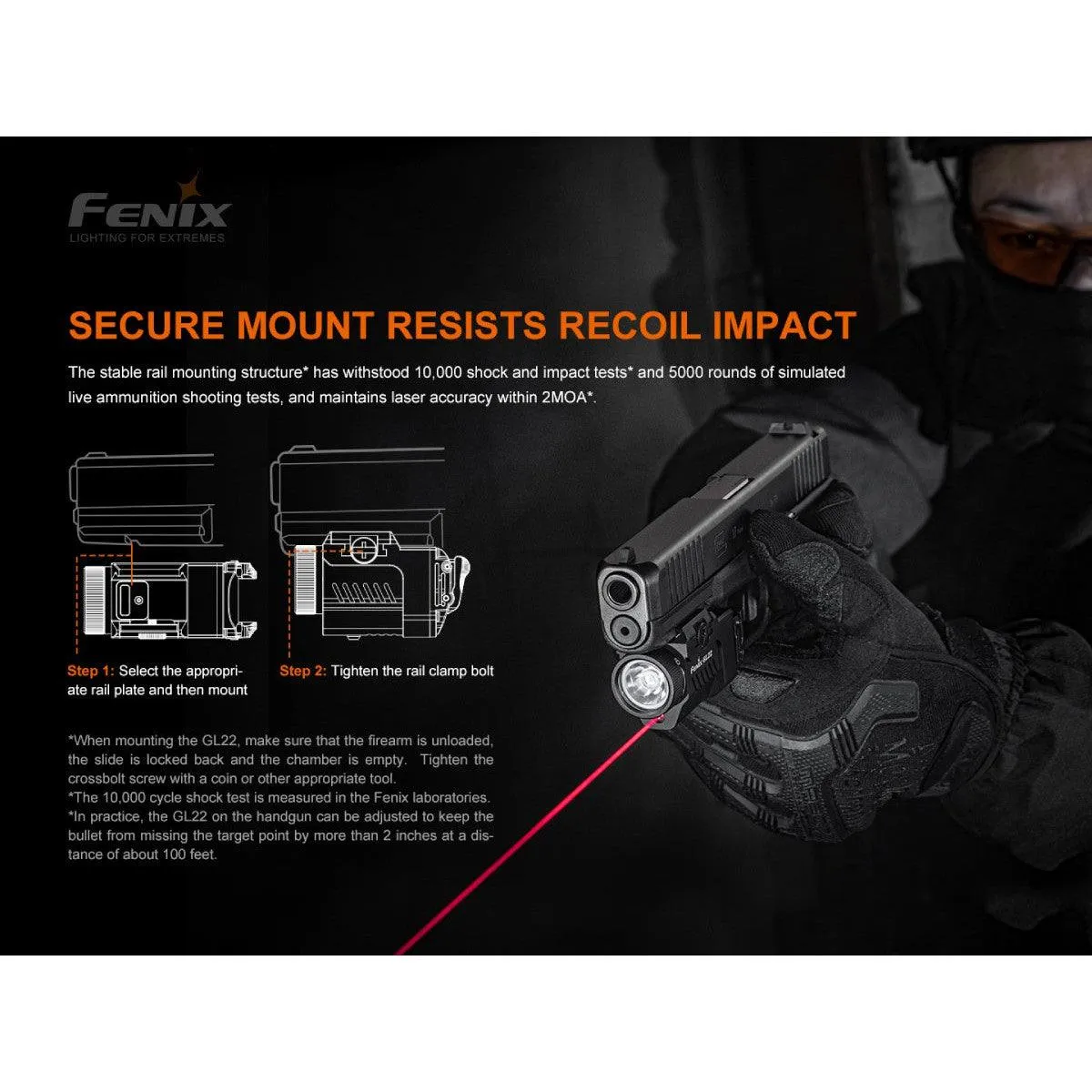 FENIX GL22 TACTICAL LIGHT WITH RED LASER SIGHT