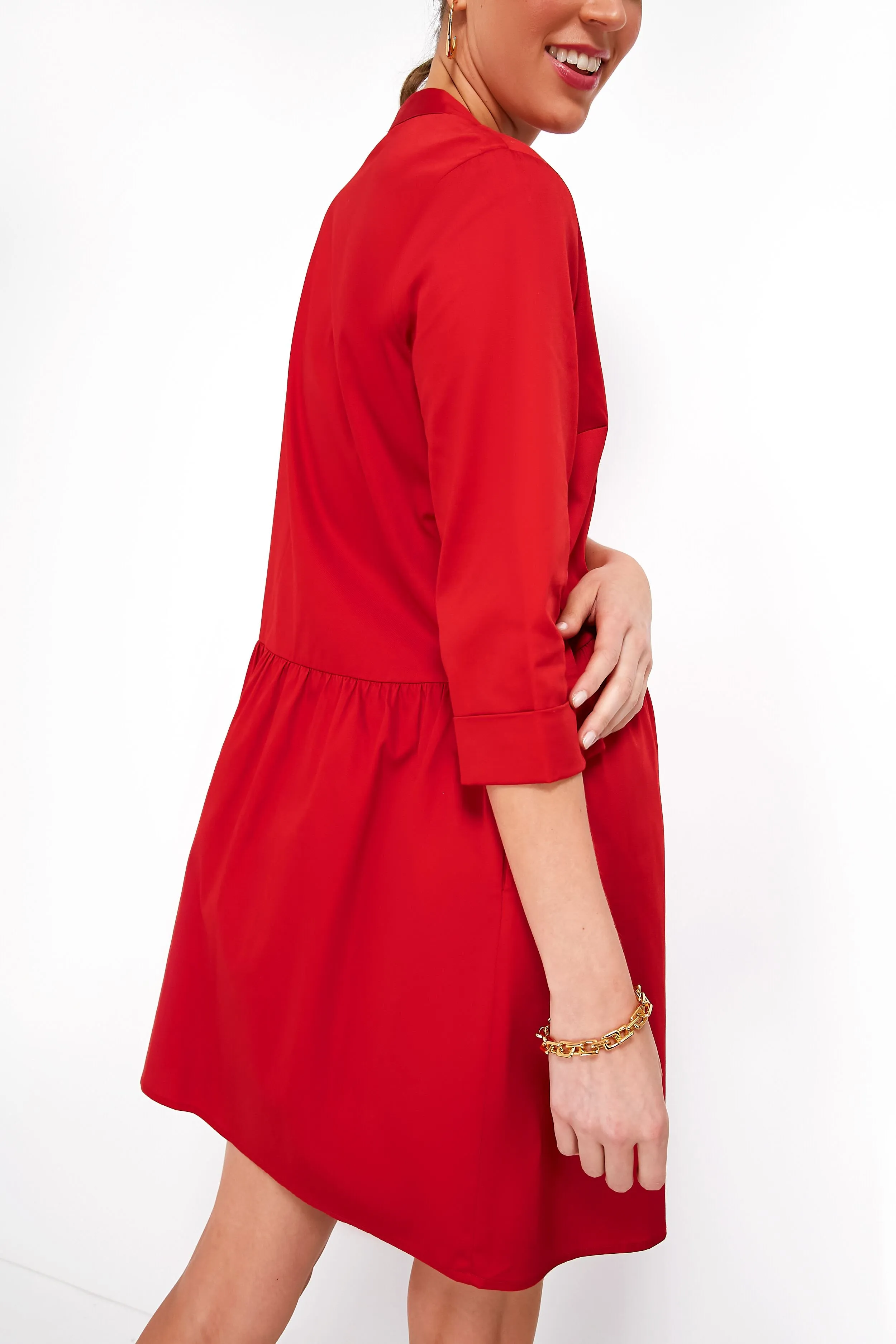 Fiery Red Royal Shirt Dress