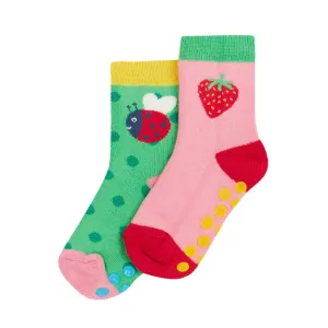Frugi 2 Pack Grippy Socks Strawberry 500114S5sbmu