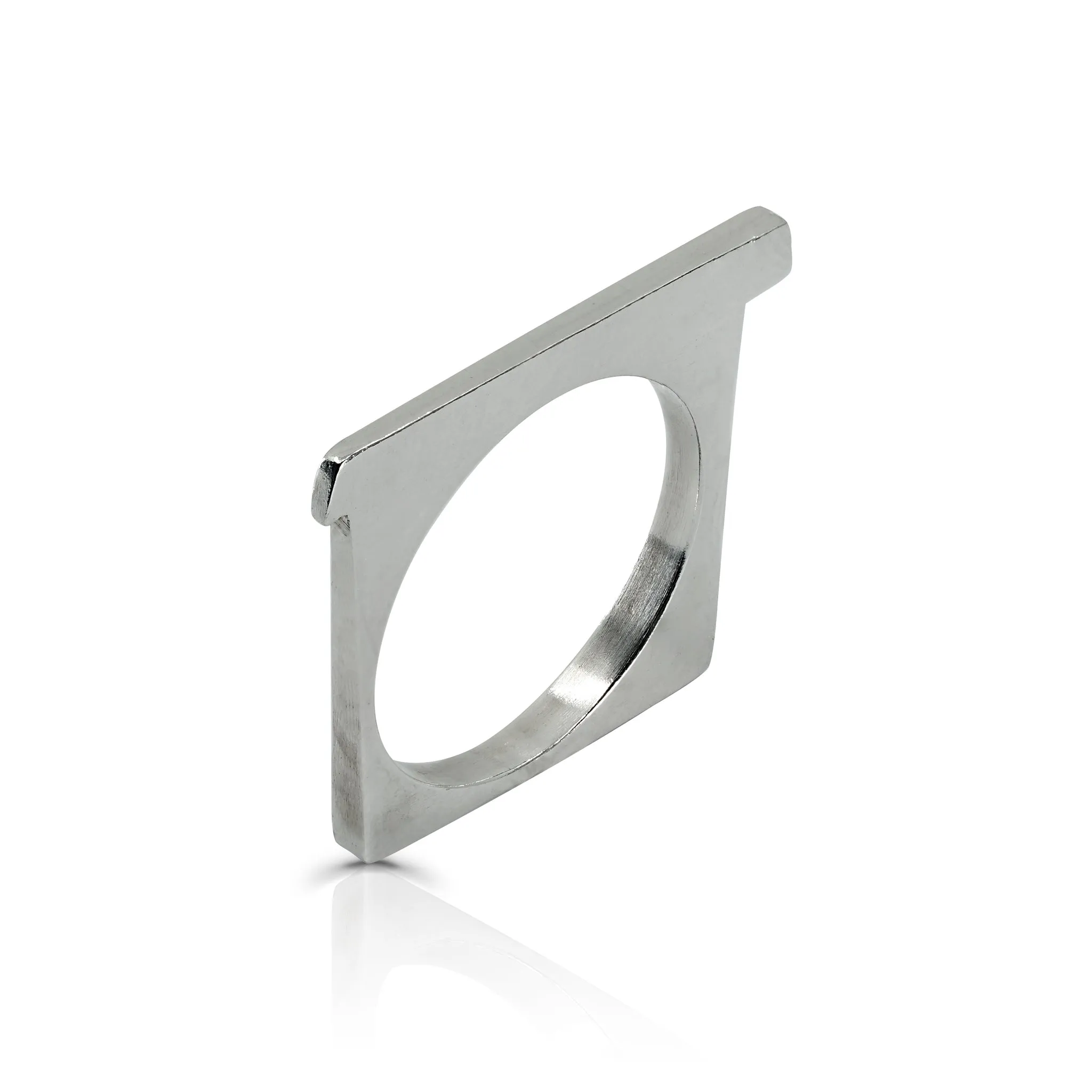 Geometric Silver Square Ring