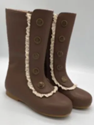 Girls Military Style Lace Ruffle Trimmed Boots  By Liv and Mia