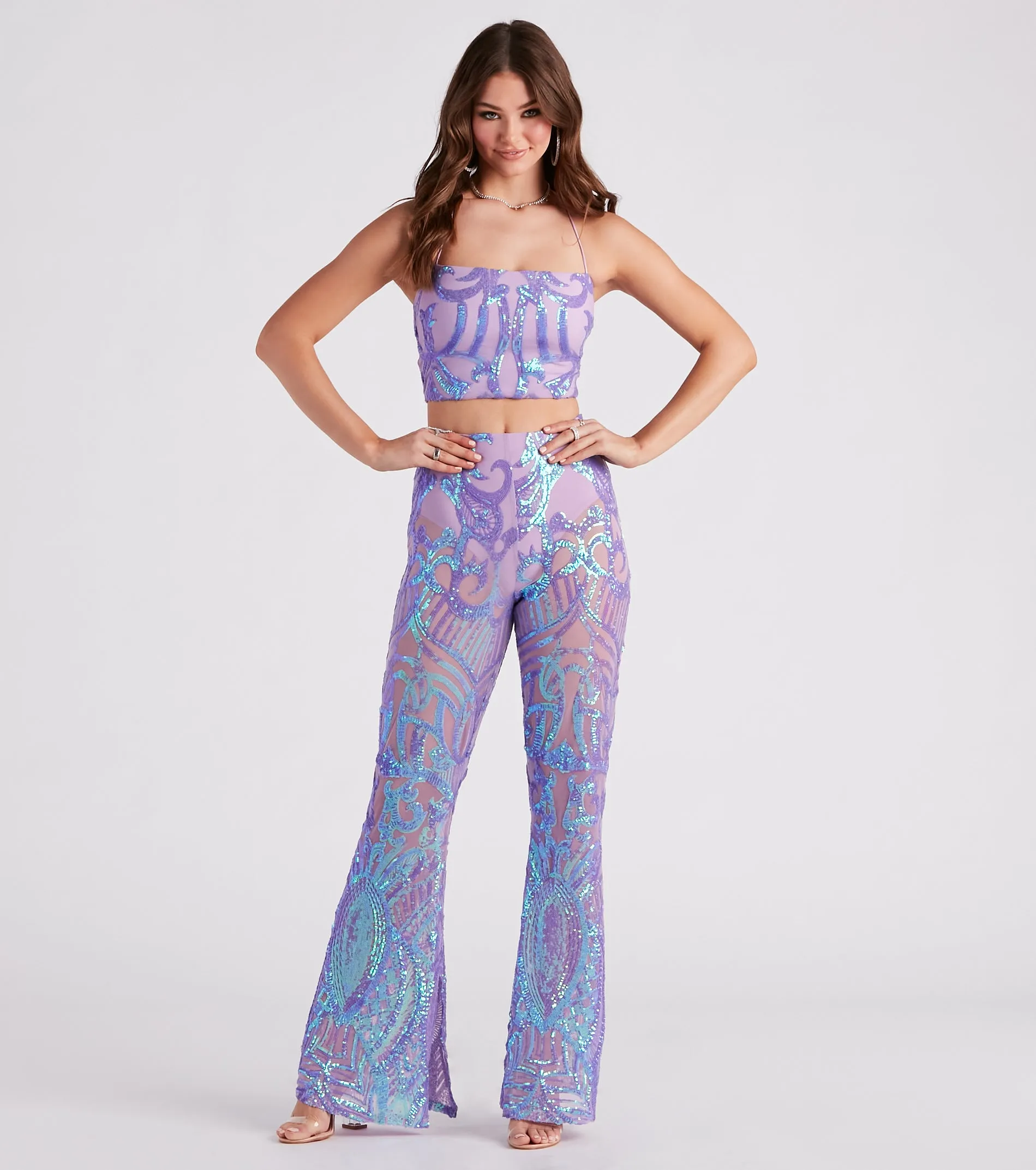Glitzy Night Out Sequin Crop Top