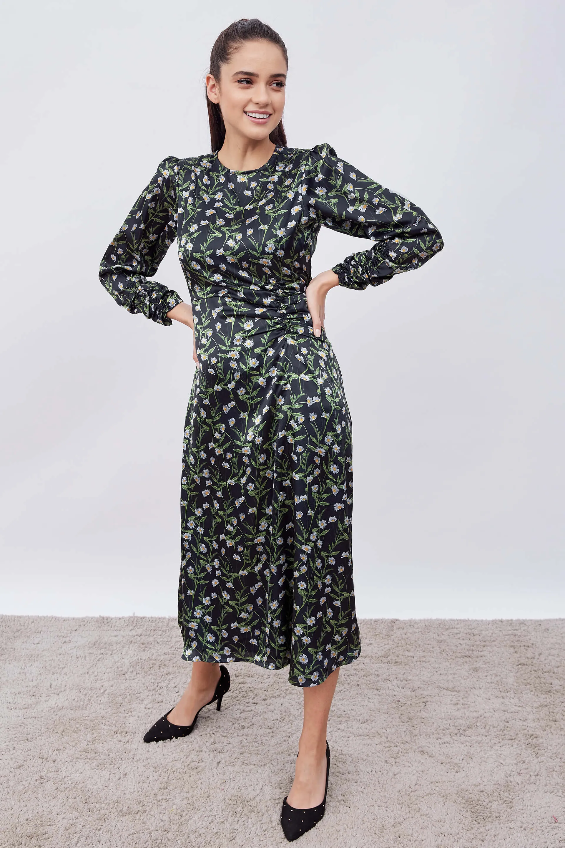 Glory Printed satin ruched detail dress - Multicolor
