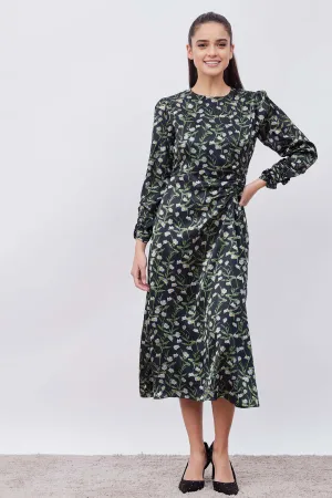 Glory Printed satin ruched detail dress - Multicolor