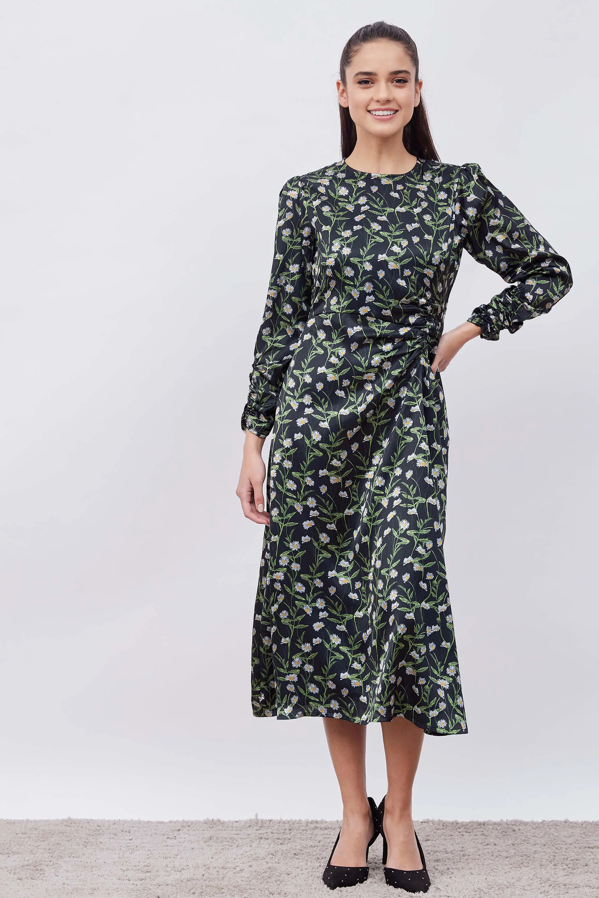 Glory Printed satin ruched detail dress - Multicolor