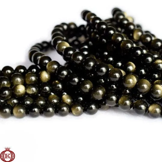 Gold Obsidian Beads Smooth Round