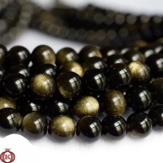 Gold Obsidian Beads Smooth Round