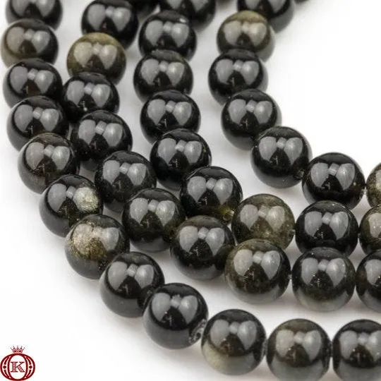 Gold Obsidian Beads Smooth Round