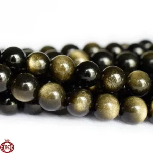 Gold Obsidian Beads Smooth Round