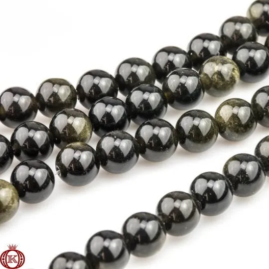 Gold Obsidian Beads Smooth Round