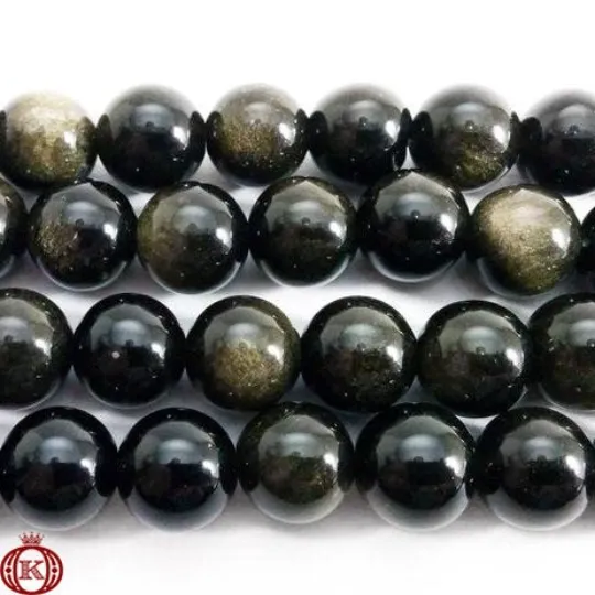 Gold Obsidian Beads Smooth Round