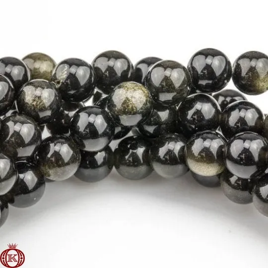 Gold Obsidian Beads Smooth Round