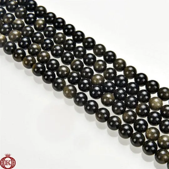Gold Obsidian Beads Smooth Round