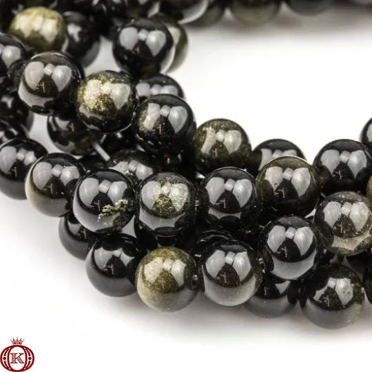 Gold Obsidian Beads Smooth Round