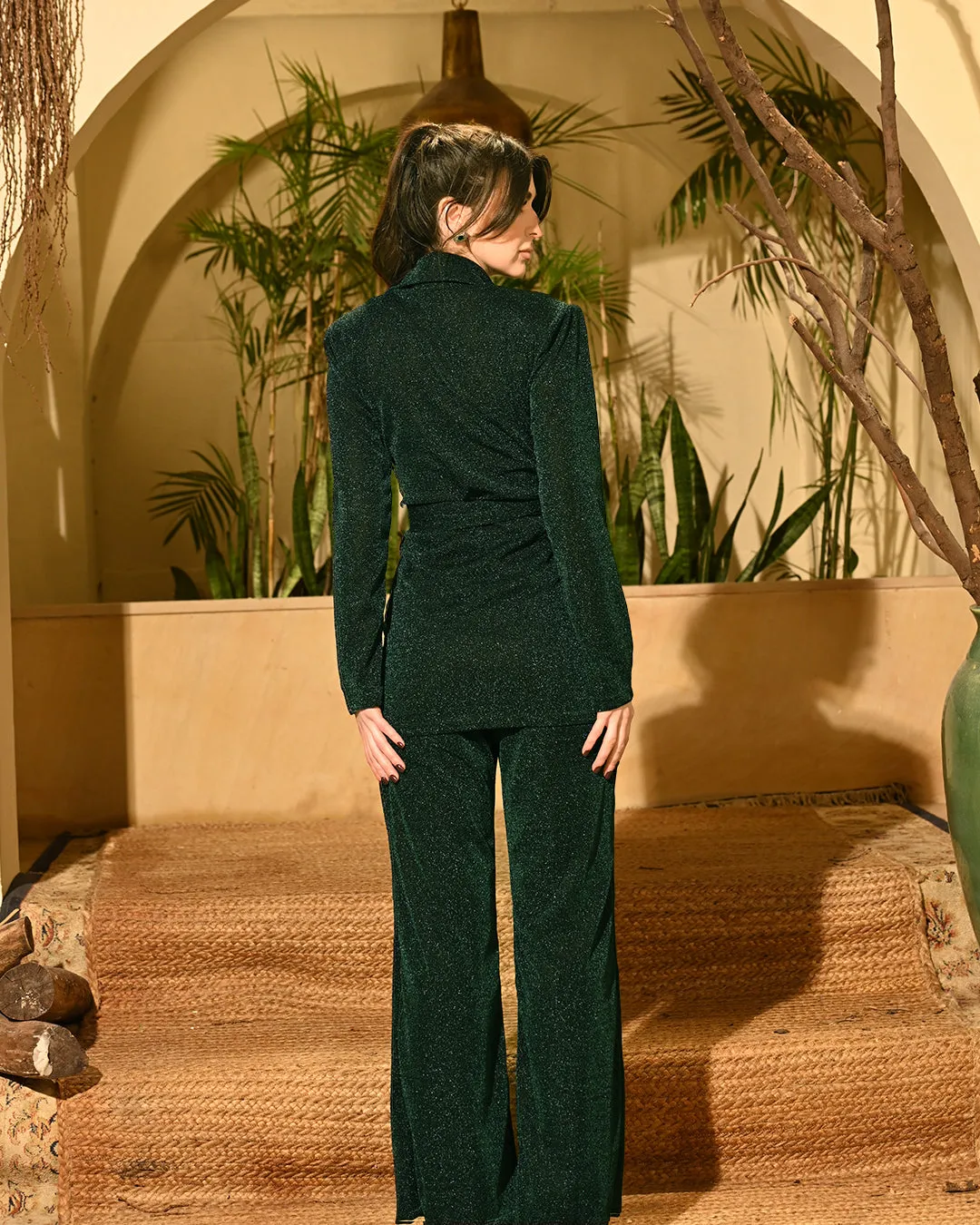 Green Shimmer Blazer set