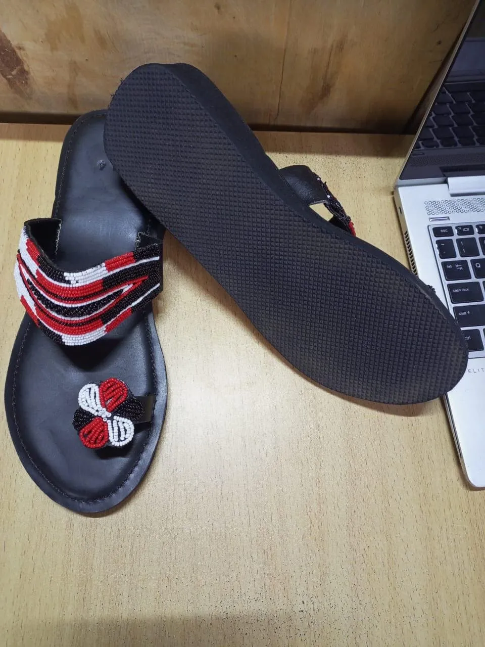 Handmade African Beaded Sandals/Authentic Maasai-Style Leather Flip-Flops Women/Boho Beach Sandals/Comfortable Summer Sandal African Gifts