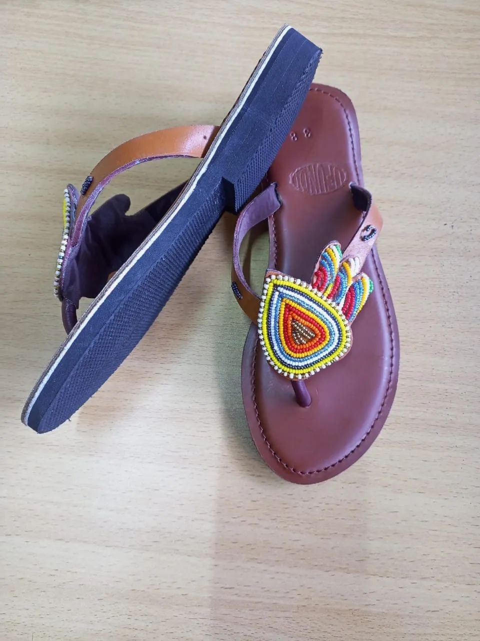 Handmade African Beaded Sandals/Authentic Maasai-Style Leather Flip-Flops Women/Boho Beach Sandals/Comfortable Summer Sandal African Gifts