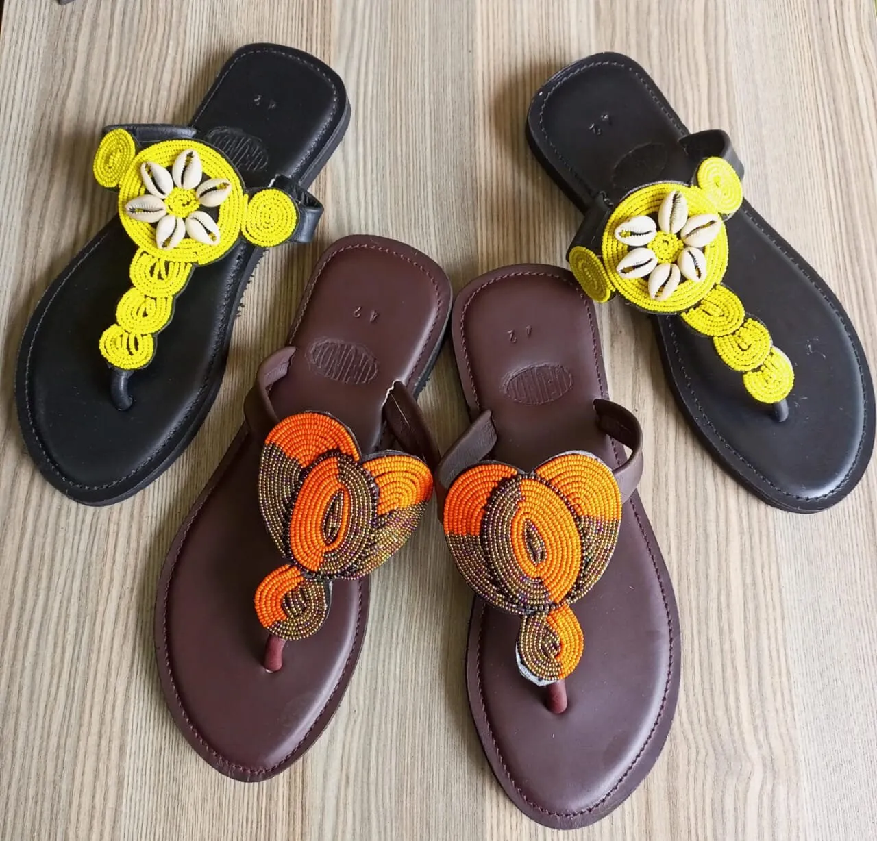 Handmade African Beaded Sandals/Authentic Maasai-Style Leather Flip-Flops Women/Boho Beach Sandals/Comfortable Summer Sandal African Gifts